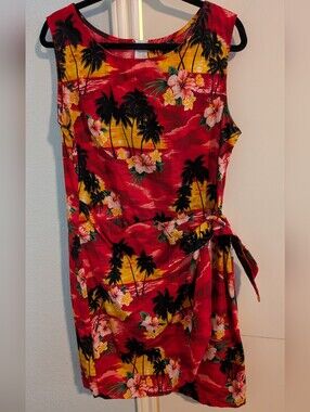 Pacific Legend Red Tropical Zip-up Wrap Dress